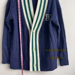 PINK - Victoria's Secret PINK Varsity Sweater Plaid P & green and cream accents Navy Women's Cardigan Photo 6