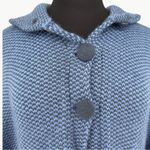 Vintage 80s Handmade Baby Alpaca Knit Cape Poncho Funnel Neck | Sz Medium | Blue Photo 6
