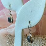 Sterling Silver Labradorite Dangle Earrings Oval Beaded Accent .925 Photo 2