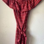 Loft Beach Ruffled Off Shoulder Dress Cover Up Mini Striped Tie Waist Small NWT Photo 4