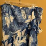 Ralph Lauren Lauren  Blue White Floral Ruffle Silk‎ Skirt Women's Size Large Photo 3