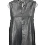 Odbo Women's Black Faux Vegan Leather Sleeveless High Neck Tunic Tank Top Size S Photo 0