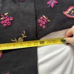 Vintage 80s 90s Womens Size Medium Black Floral Sweater Holiday Fall V Neck Photo 4