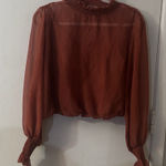ASTR the Label Marsala Rust Ruffle Blouse S Balletcore Bohemian Cottagecore Twee Photo 0