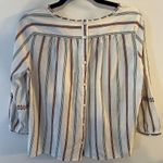 A loves A Embroidered Peasant Blouse Button Back Red/White/Blue Women Small Boho Photo 1