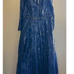 Mac Duggal  LONG SLEEVE EMBELLISHED EVENING GOWN IN MIDNIGHT BLUE 67113 SIZE 18 Photo 3