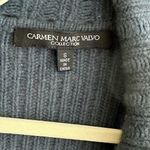 Carmen Marc Valvo  Steel Blue Cozy Open Front Cardigan Sweater, Size Small Photo 2