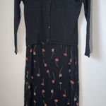 Talbots Floral Black Lined SheathDress With Silk Embroidered Cardigan 4p USA Photo 0