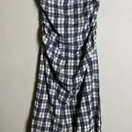 Free People NWOT  Brandie Plaid Midi Dress Women's L Strapless Slit Black White Photo 6