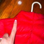 Tangerine Red Quilted Puffer Vest with Stand-Up Collar Photo 5