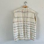 Vintage Cream Stripe Knit Sweater Vest Size L Photo 3