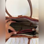 Dooney & Bourke Burgundy and Brown Signature DB Canvas Handbag Photo 5