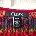 CHAPS Denim Vintage Red Aztec Southwestern V Neck Cotton Blend Sweater Medium Photo 4
