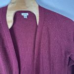 LL Bean Organic Cotton Blend Open Cardigan Sweater Womens XL Burgundy Speckled Red Photo 1