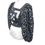 Ulla Johnson Bahati Patchwork Blouse Women’s Size 6 Blue Cotton Boho Tie Back Photo 4