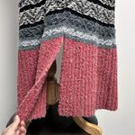 Anthropologie Sleeping On Snow Red Ivory Quillins Jacquard Open Vest Duster M/LP Photo 4