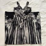 Y2K Black and white stripe and floral print maxi babydoll dress Gray Photo 3