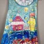 Leoma Lovegrove Happy Place Women’s M Hooded Cover Up Vented Sleeveless Beach Blue Size M Photo 2