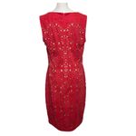 Tadashi Shoji  Red Laser Cut Dress Women’s Size 14 Sheath Lined Formal Photo 4