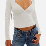 Free People FREE PEOPLE WOMENS SIZE M DUO CAMI CORSET LONG SLEEVE STRETCH TEE IVORY Photo 0