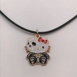 Hello Kitty  Skeleton Skull Costume Halloween Charm Necklace on Black Cord Photo 1
