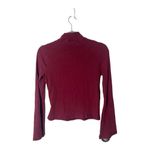 SheIn  Burgundy Ribbed Bell Sleeve Top | Size S | Mock Neck Long Sleeve Blouse Photo 4