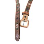 Vintage Brown Floral Embossed Leather Belt size 38 XL Photo 3