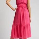 Chelsea 28 Pink Polka Dot One Shoulder Ruffle Feminine Midi Dress Womens XL NWT Photo 1