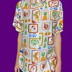 Milk and Honey Tropical Plants Animal Fruit Button Down Shirt Photo 7