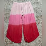 White Birch  Wide Leg Side Slit Ombre Pants Red Pink 100% rayon 1X Photo 2