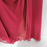 Azazie Gown Womens Large Red Pleated Chiffon High Slit Prom Bridesmaid Dress Photo 9