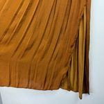 Topshop Pleated Satin Midi Skirt Sz 2 Golden Bronze Copper Side Slits Flowy Chic Photo 14