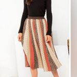 THML Women’s Pleated Patterned Multi Color Skirt w Elastic Metallic Waist-small Photo 1
