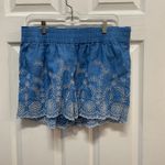 J.Crew - Womens M - Blue/White Floral Eyelet Embroidered Pull-On Shorts Photo 5