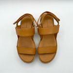 Everlane  The Leather Platform Sandal Golden Brown Tan Ankle Strap White Velcro 6 Photo 7