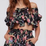 Free People  BLK Floral Flowy Set Photo 0