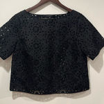 Banana Republic  Women’s Black‎ Short Sleeve Lace Cropped Blouse - Size Small Photo 0