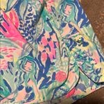 Lilly Pulitzer Pink and Blue Athletic Shorts Vibrant Design has pockets. Photo 1