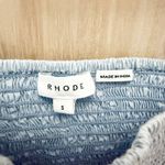 RHODE Elena Shirred Cotton Poplin Top Peplum Ruffle Hem Light Blue Size Small Photo 4