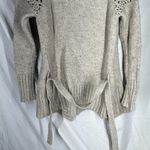 Loft  Women's Wool Blend Long Tie Cardigan Crotchet Detail Size X-small Cream Photo 6