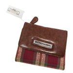 Longaberger Homestead Brown Leather Plaid Snap Tri-Fold Wallet Purse Retro Y2K Photo 0