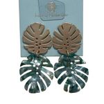 HOUSE OF HARLOW 1960 LEAF EARRINGS Green Photo 0