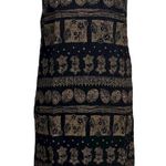 K Studio Women's Black Brown Floral Print Boho Vintage Midi Dress Size 10 Photo 0