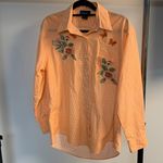 Las Olas Vintage  Orange Butterfly Appliqué Button Down Size M Photo 0