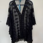 Solitaire  Swimsuit Cover Up Women Black Crochet Lace Sheer Mesh Fringe T… Photo 6