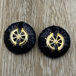 AHOY! Really Cool Vintage Nautical Clip On Earrings Anchor Design Rattan Ribbon Blue Photo 0