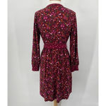 Talbots Shirt Dress Button Front Bodice Floral Print Maroon Womens Medium Petite Photo 6