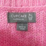 Cupcake Bubblegum Pink Knit Sweater Crewneck Lettuce Hem Large Photo 5