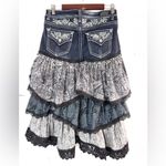 Love Nation  6 Western Layered Denim Black Lace Skirt Slip Photo 1