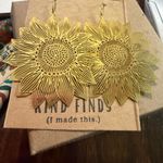 Handmade Sunflower Earrings Gold Cutout Boho Festival Statement Jewelry Photo 2